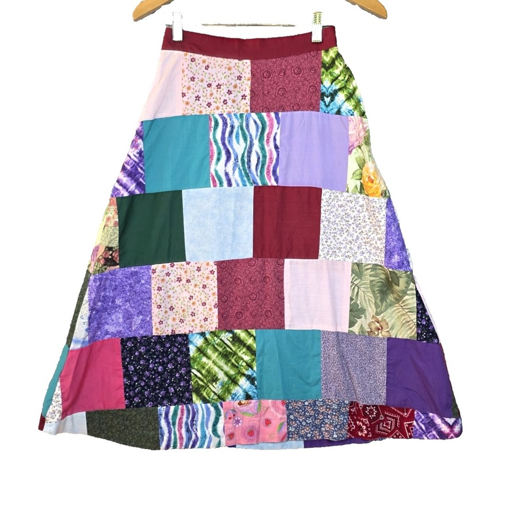 VTG 80s Patchwork Skirt Star Wars Fabric Novelty Boho Hippie A Line Handmade S